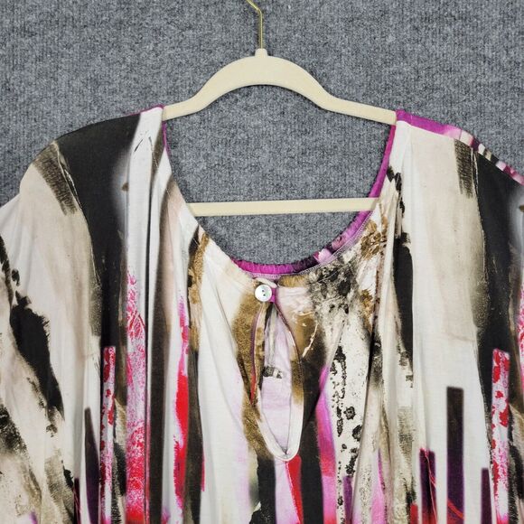 BRYN WALKER Artsy Colorful Abstract Floral Stretch Knit Top USA SIZE LARGE - Picture 4 of 9